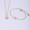 Stainless Steel Copper Sweet Flower Inlay Zircon Jewelry Set