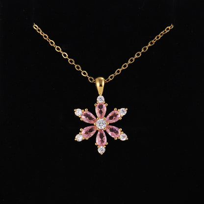 Stainless Steel Copper Sweet Flower Inlay Zircon Jewelry Set