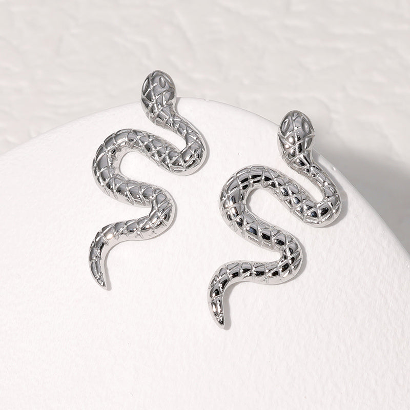 1 Pair Punk Snake Plating Stainless Steel Ear Studs