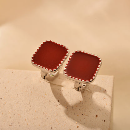 1 Pair Elegant Square Plating Alloy Ear Studs