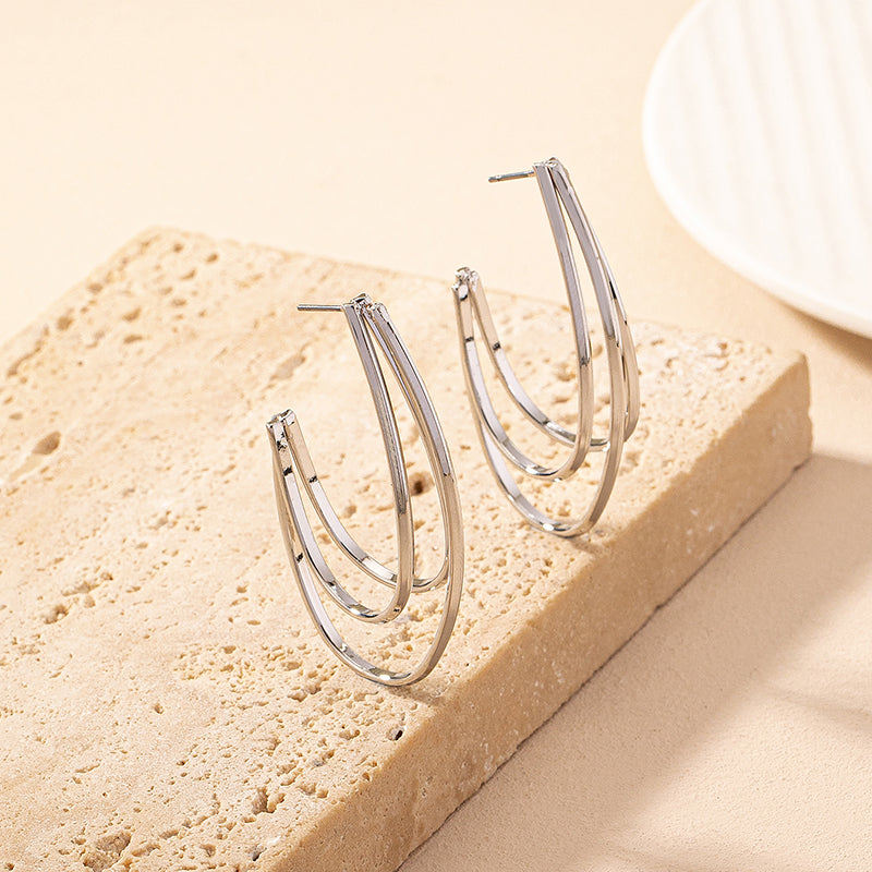 1 Pair Simple Style Lines Iron Ear Studs