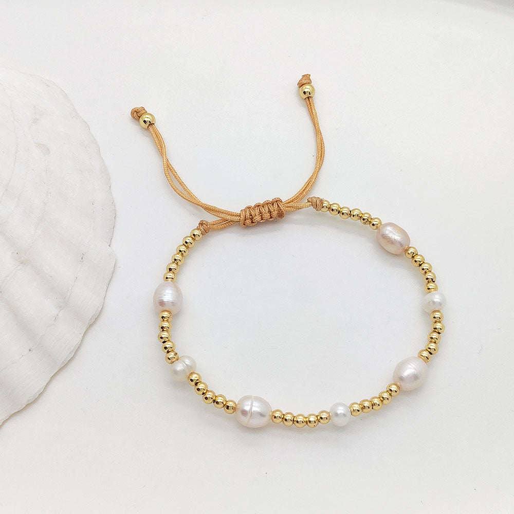 Freshwater Pearl Copper IG Style Color Block Plating Bracelets