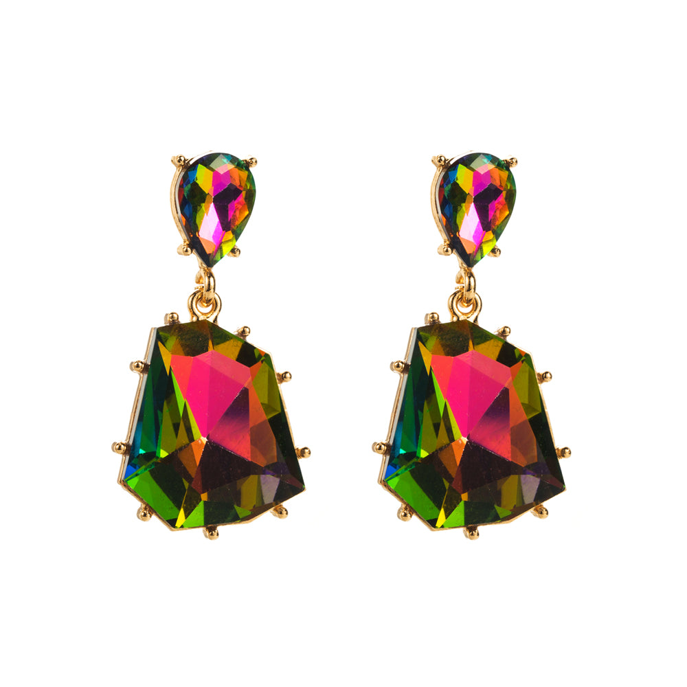 1 Pair Elegant Simple Style Irregular Geometric Inlay Alloy Resin Gold Plated Drop Earrings