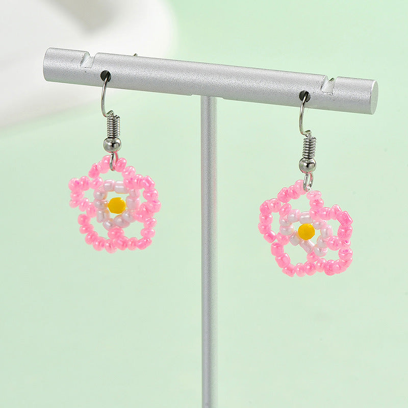 1 Pair Sweet Flower Plating Glass/Colored Glaze Ear Hook