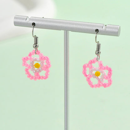 1 Pair Sweet Flower Plating Glass/Colored Glaze Ear Hook