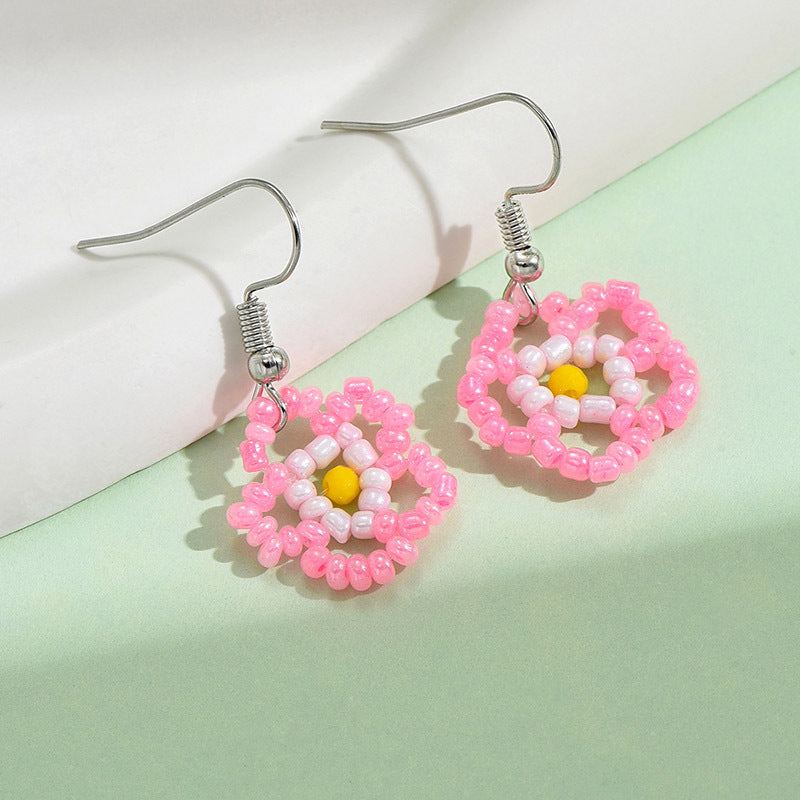 1 Pair Sweet Flower Plating Glass/Colored Glaze Ear Hook