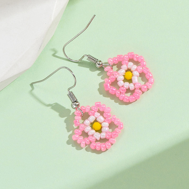 1 Pair Sweet Flower Plating Glass/Colored Glaze Ear Hook