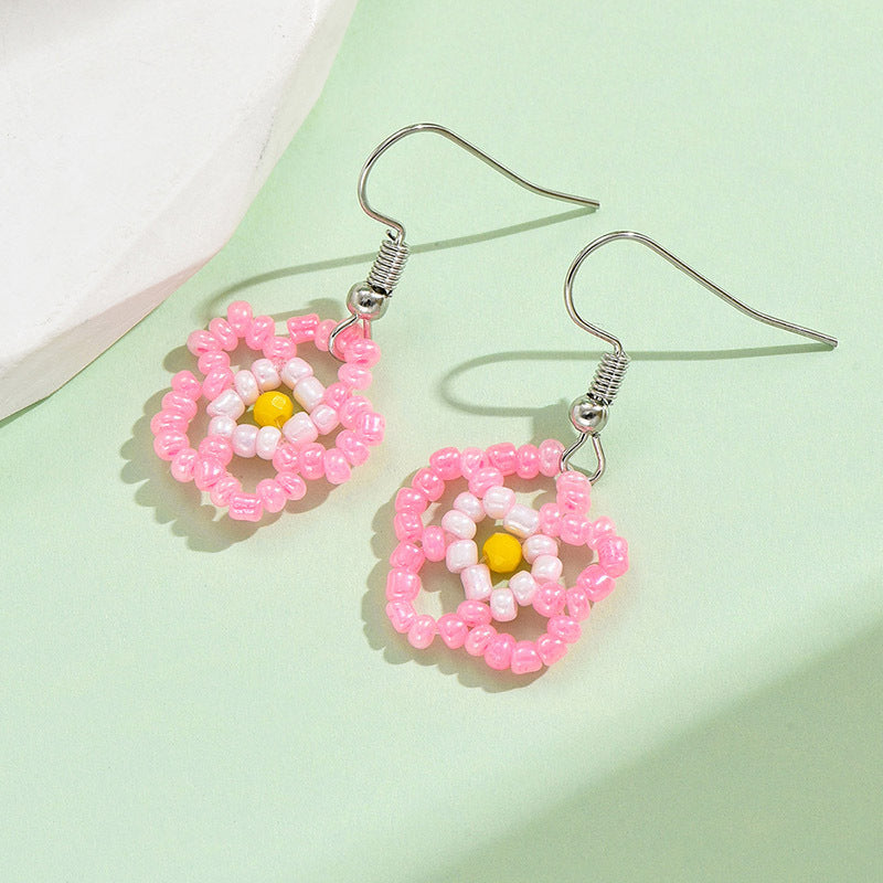 1 Pair Sweet Flower Plating Glass/Colored Glaze Ear Hook