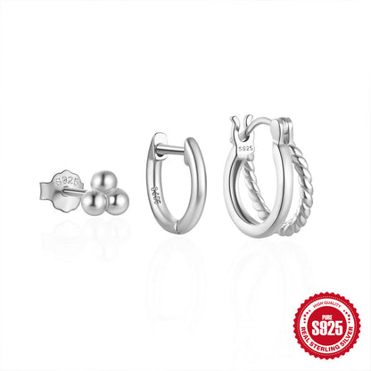 1 Set Simple Style Geometric Butterfly Plating Sterling Silver Hoop Earrings