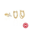 1 Set Simple Style Geometric Butterfly Plating Sterling Silver Hoop Earrings
