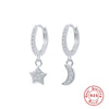 1 Pair Elegant Star Moon Sterling Silver Drop Earrings