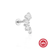 1 Piece Simple Style Flower Plating Sterling Silver Zircon Ear Studs