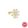 1 Piece Simple Style Flower Plating Sterling Silver Zircon Ear Studs