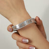 Rhinestone Titanium Steel Simple Style Solid Color Plating Hollow Out Inlay Rhinestones Bangle