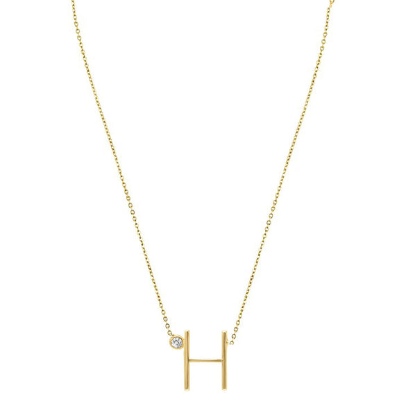 Sterling Silver Simple Style Letter Pendant Necklace