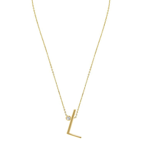 Sterling Silver Simple Style Letter Pendant Necklace