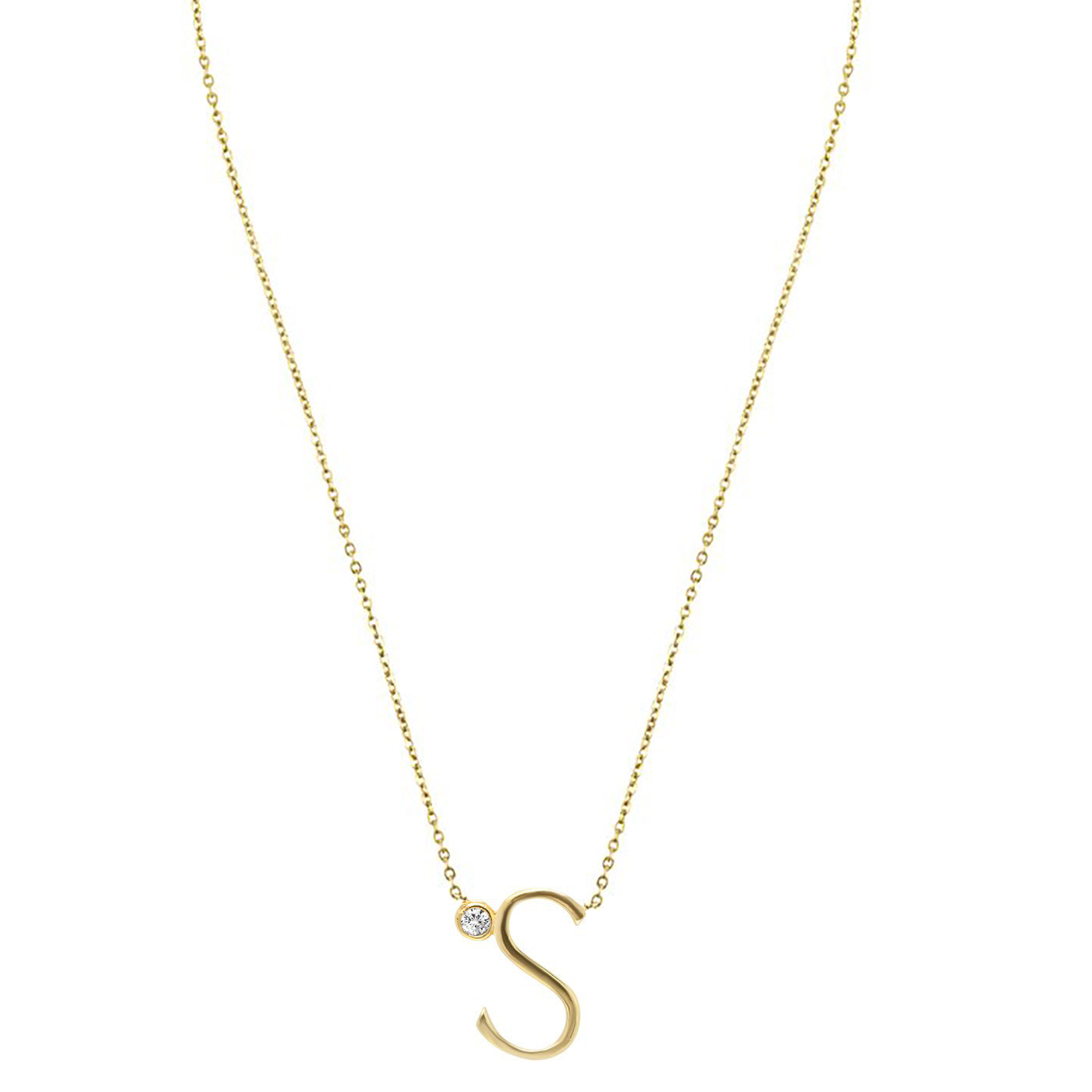 Sterling Silver Simple Style Letter Pendant Necklace