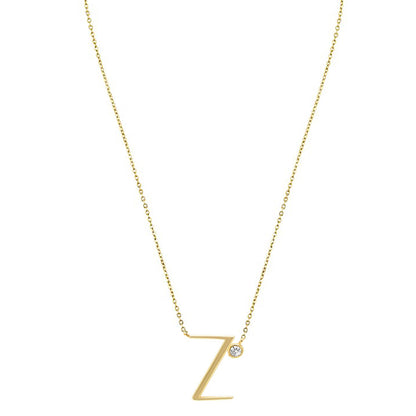 Sterling Silver Simple Style Letter Pendant Necklace