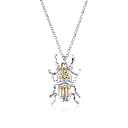 Sterling Silver Hip-Hop Simple Style Insect Pendant Necklace