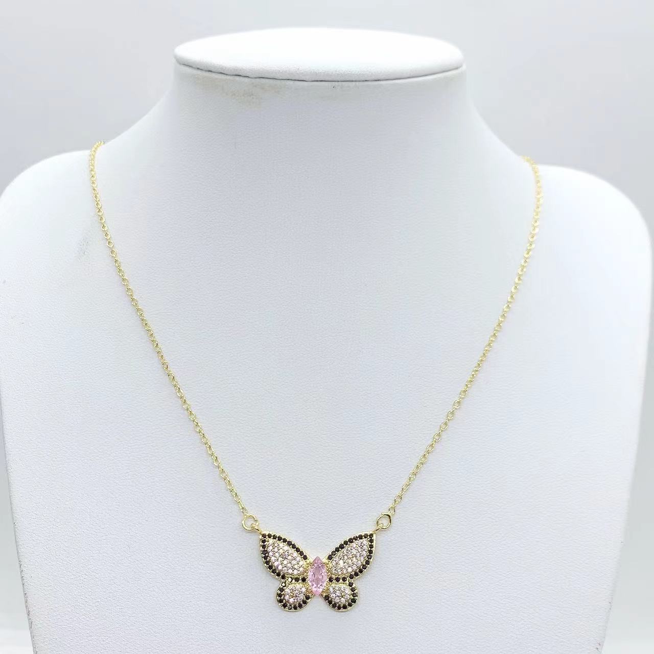 Copper Sweet Butterfly Plating Pendant Necklace