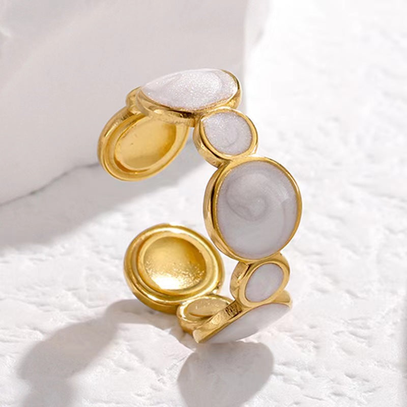 Stainless Steel Simple Style Geometric Round Water Droplets Plating Open Rings