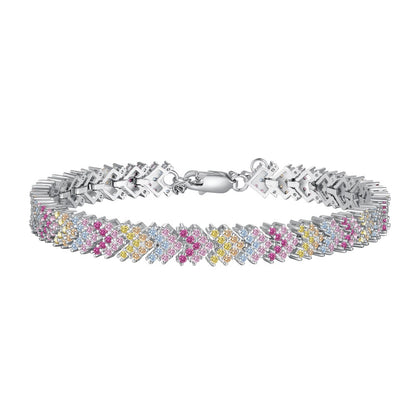 Sterling Silver Elegant Luxurious Shiny Geometric Plating Inlay Zircon Tennis Bracelet