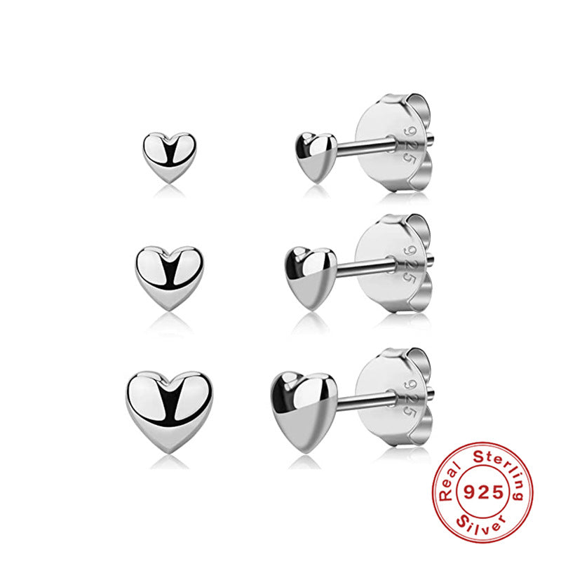 1 Set Simple Style Star Heart Shape Plating Sterling Silver Ear Studs