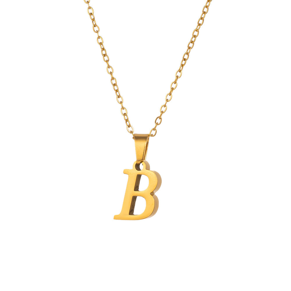 Titanium Steel Simple Style Letter Plating Pendant Necklace