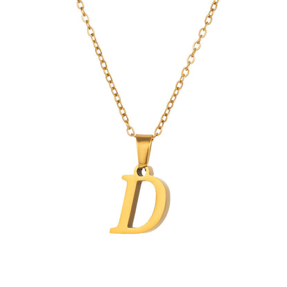 Titanium Steel Simple Style Letter Plating Pendant Necklace