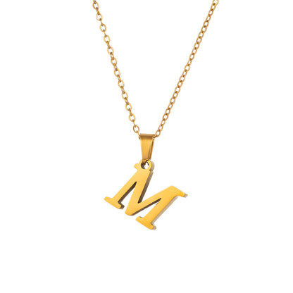 Titanium Steel Simple Style Letter Plating Pendant Necklace