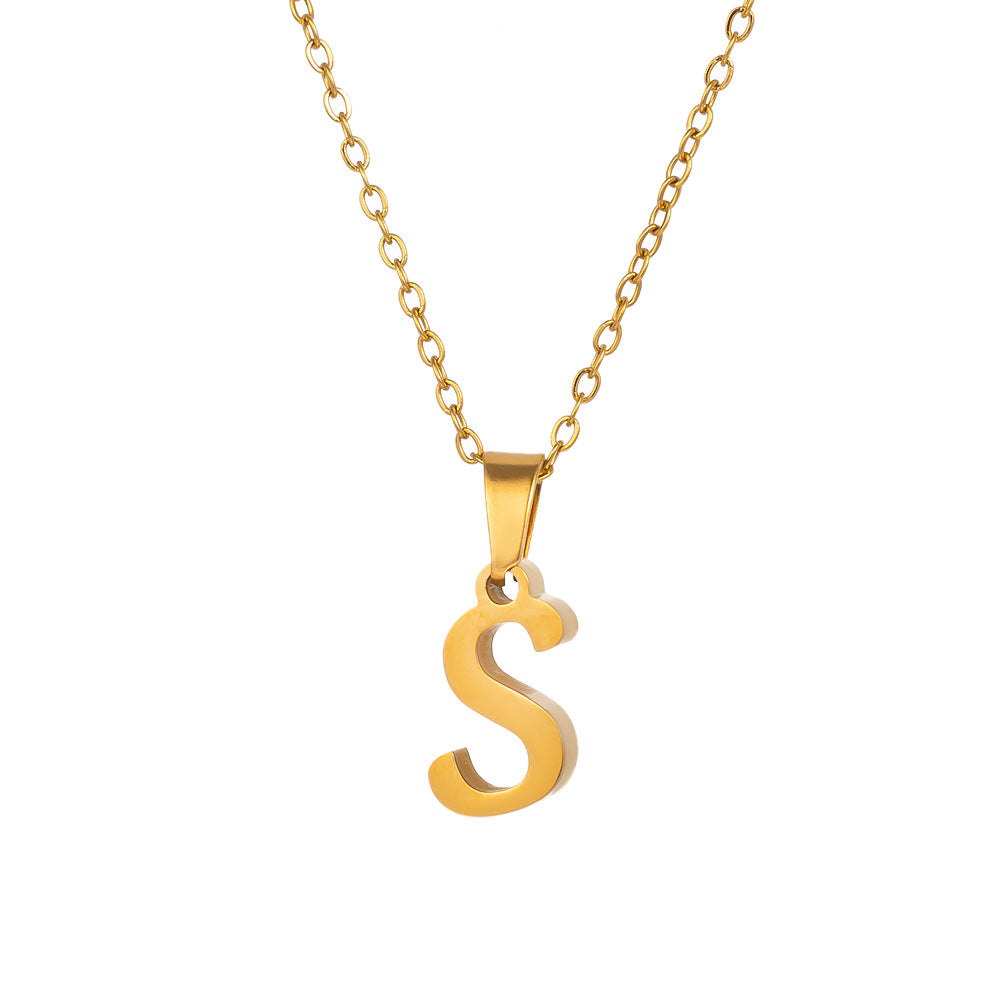 Titanium Steel Simple Style Letter Plating Pendant Necklace