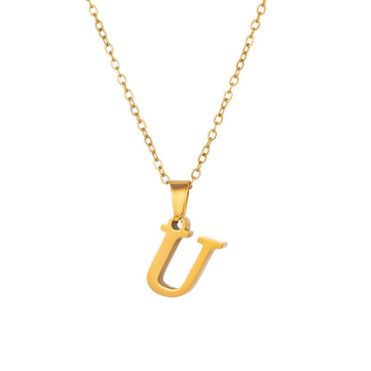 Titanium Steel Simple Style Letter Plating Pendant Necklace