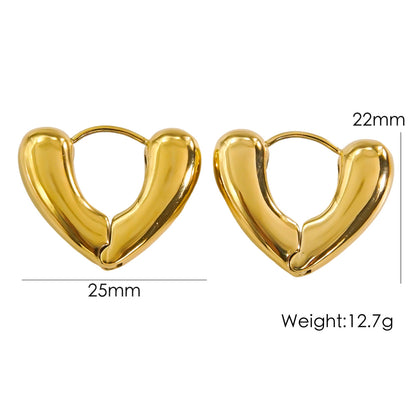 1 Pair IG Style Simple Style Classic Style Heart Shape Plating Stainless Steel Ear Studs