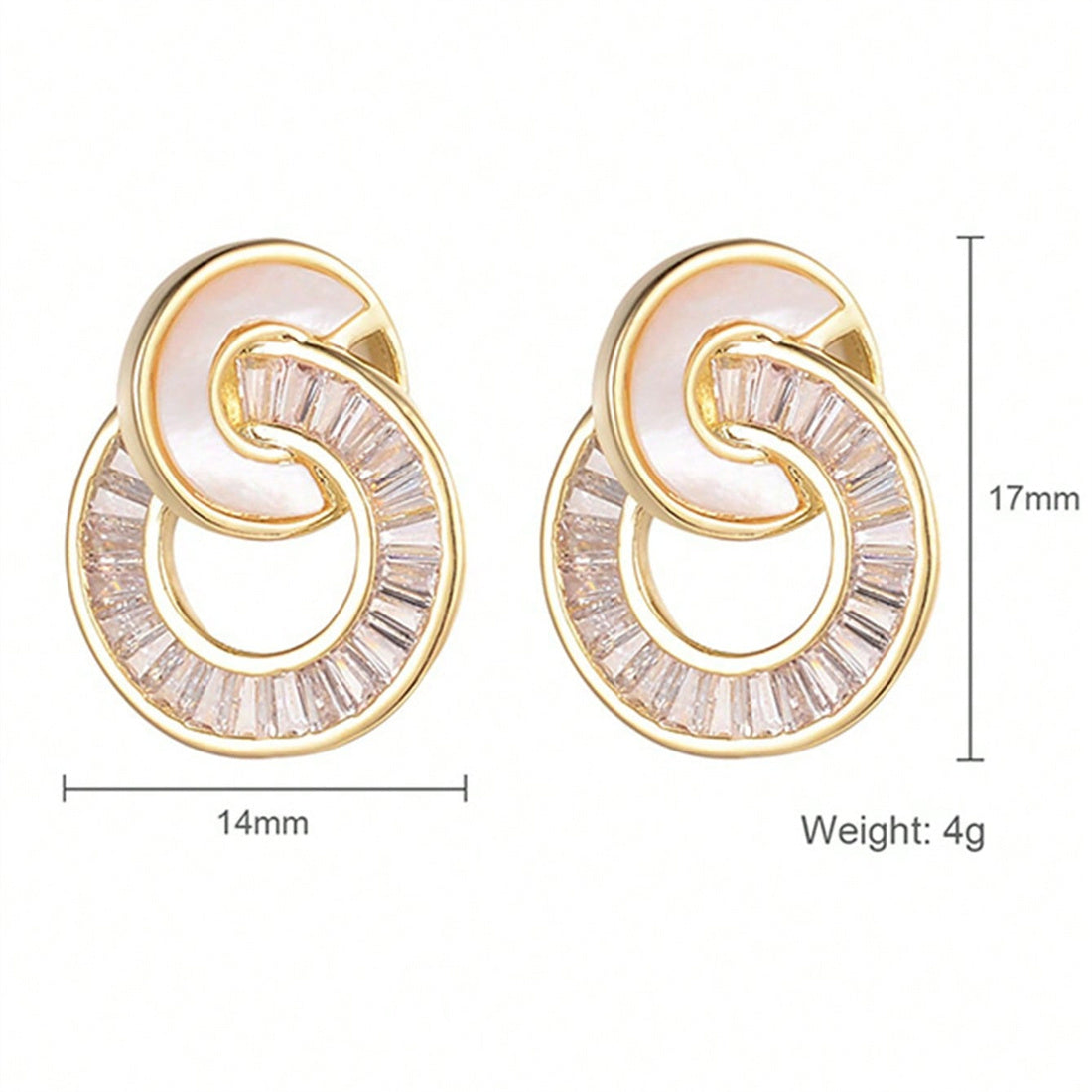 1 Pair Roman Style Shiny Circle Plating Inlay Copper Shell Zircon Ear Studs