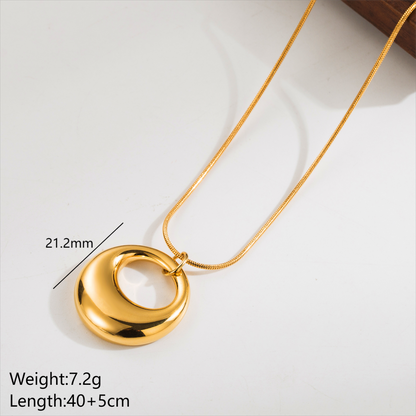 Simple Style Geometric Round Heart Shape Stainless Steel Plating 14k Gold Plated Pendant Necklace