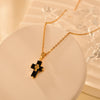 Copper 18K Gold Plated Nordic Style Classic Style Cross Inlay Zircon Pendant Necklace