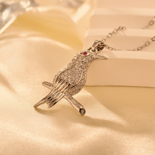 Copper Modern Style Classic Style Bird Inlay Zircon Pendant Necklace