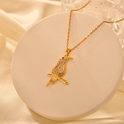 Copper Modern Style Classic Style Bird Inlay Zircon Pendant Necklace