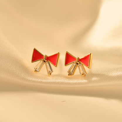 1 Pair Cute Bow Knot Alloy Ear Studs