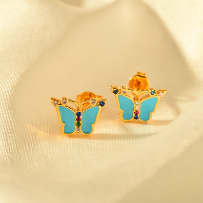 1 Pair Elegant Butterfly Copper Ear Studs