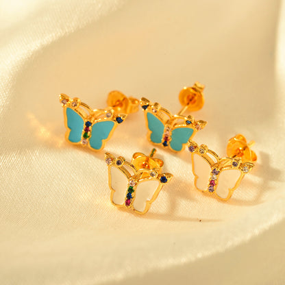 1 Pair Elegant Butterfly Copper Ear Studs