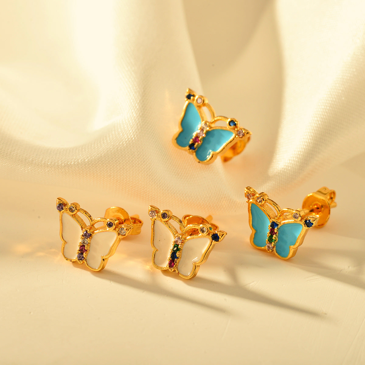 1 Pair Elegant Butterfly Copper Ear Studs