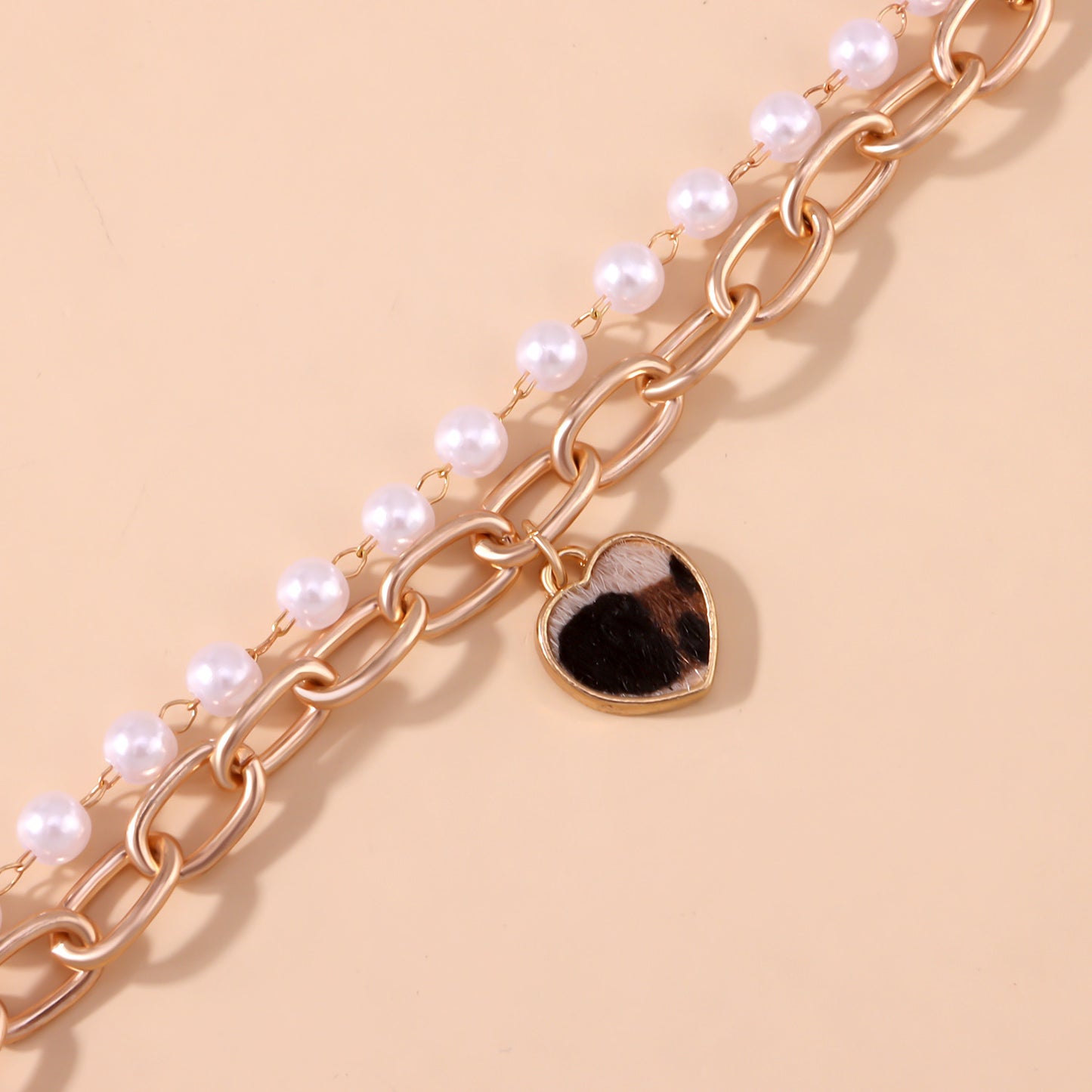 Casual Elegant Heart Shape Leopard Alloy Pearl Plating Women's Bracelets