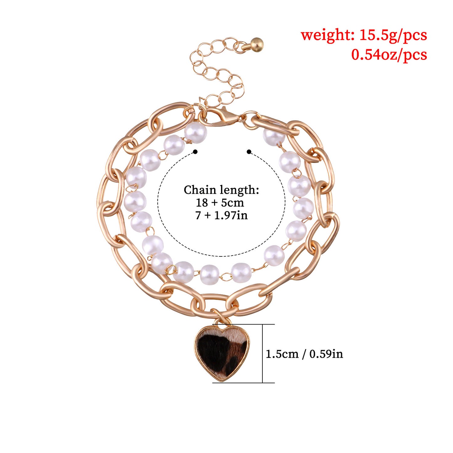 Casual Elegant Heart Shape Leopard Alloy Pearl Plating Women's Bracelets