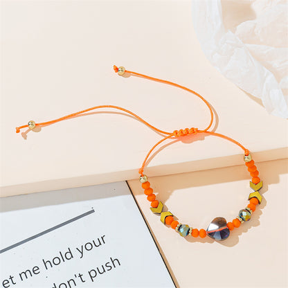 Casual Heart Shape Artificial Crystal Rope Beaded Braid Women's Drawstring Bracelets