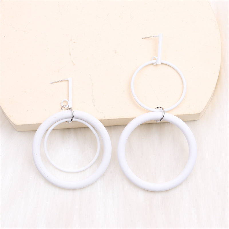 1 Pair Exaggerated Simple Style Round Spray Paint Alloy Drop Earrings