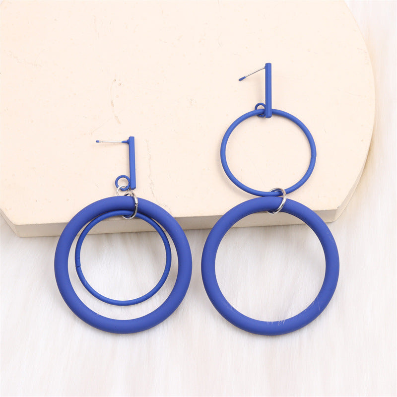 1 Pair Exaggerated Simple Style Round Spray Paint Alloy Drop Earrings