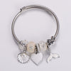 Stainless Steel Romantic Sweet Heart Shape Shell Fish Tail Inlay Artificial Pearls Wristband