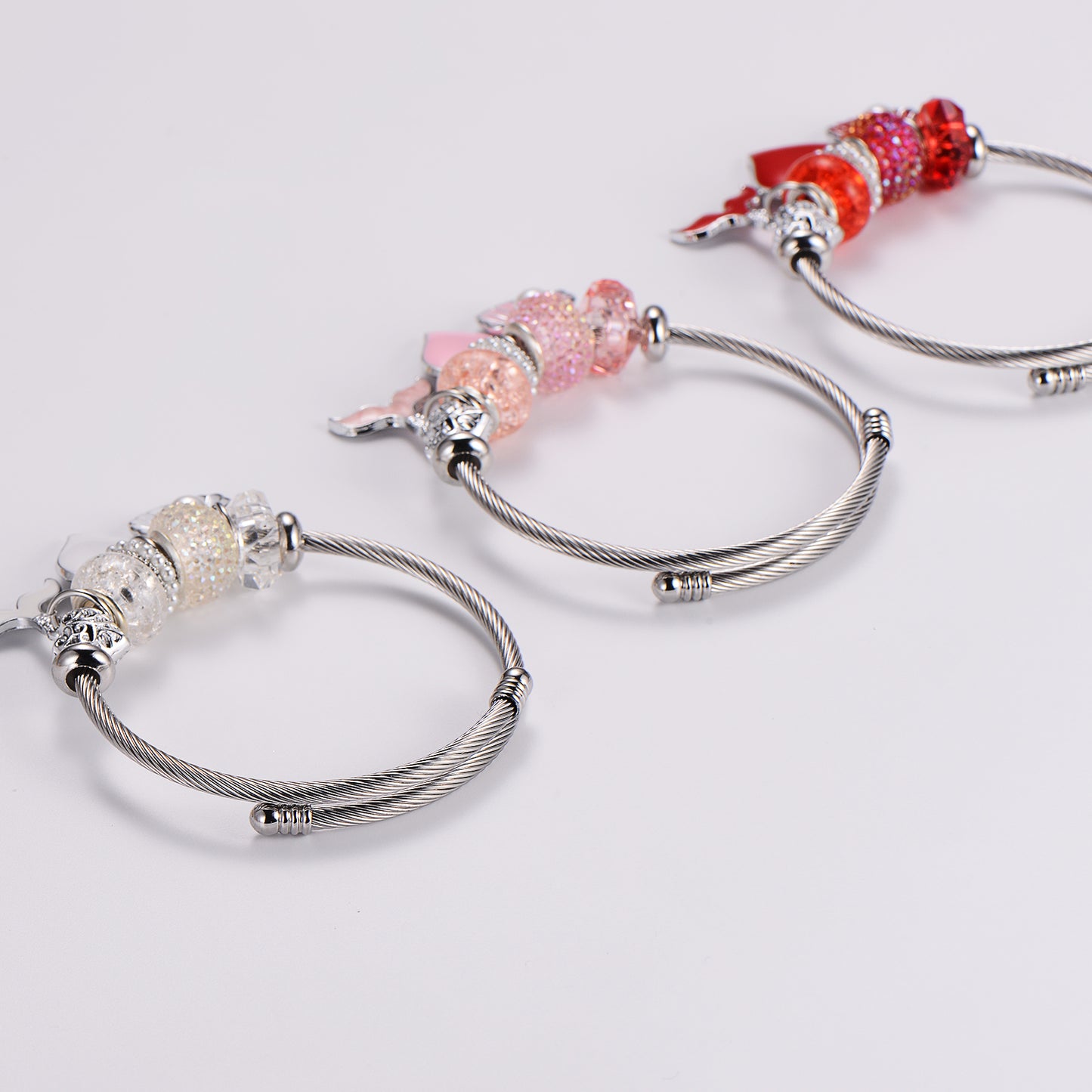 Stainless Steel Romantic Sweet Heart Shape Shell Fish Tail Inlay Artificial Pearls Wristband