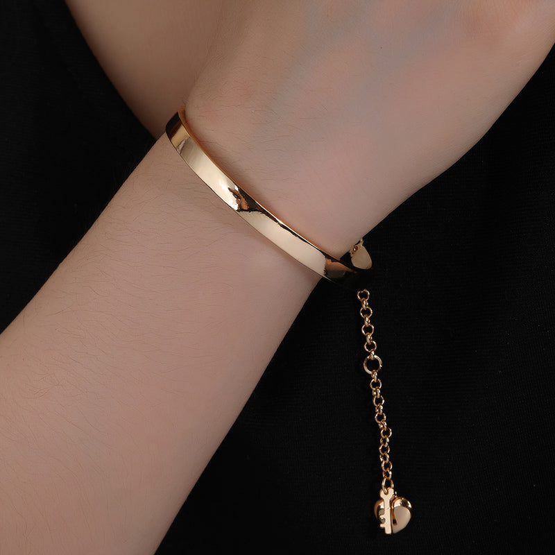 Copper Elegant Simple Style Heart Shape Key Plating Bangle